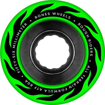 Bones - Rough Riders Eternal Flame Green 56MM 80A ATF Skateboard Wheels.