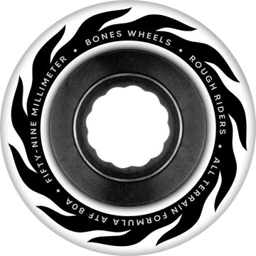 Bones - Rough Riders Eternal Flame White 59MM 80A ATF Skateboard Wheels.