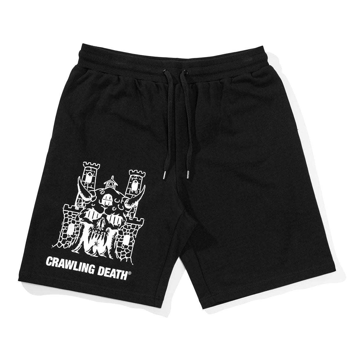 Crawling Death - Castle Fleece Shorts Black.