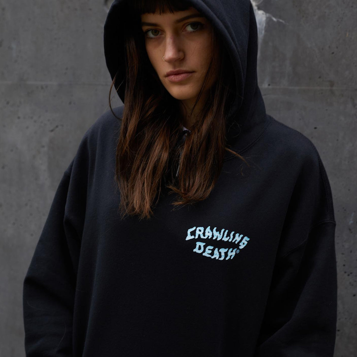Crawling Death - Chrome Logo Hoodie Black.
