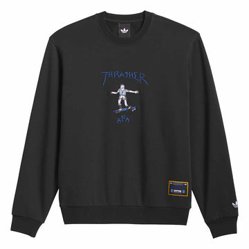 Adidas Thrasher X Argentina Crew Black Front