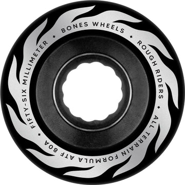 Bones - Rough Riders Eternal Flame Black 56MM 80A ATF Skateboard Wheels.