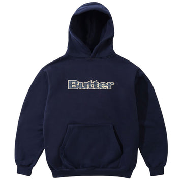 Butter Goods Plaid Logo Applique Hoodie Navy