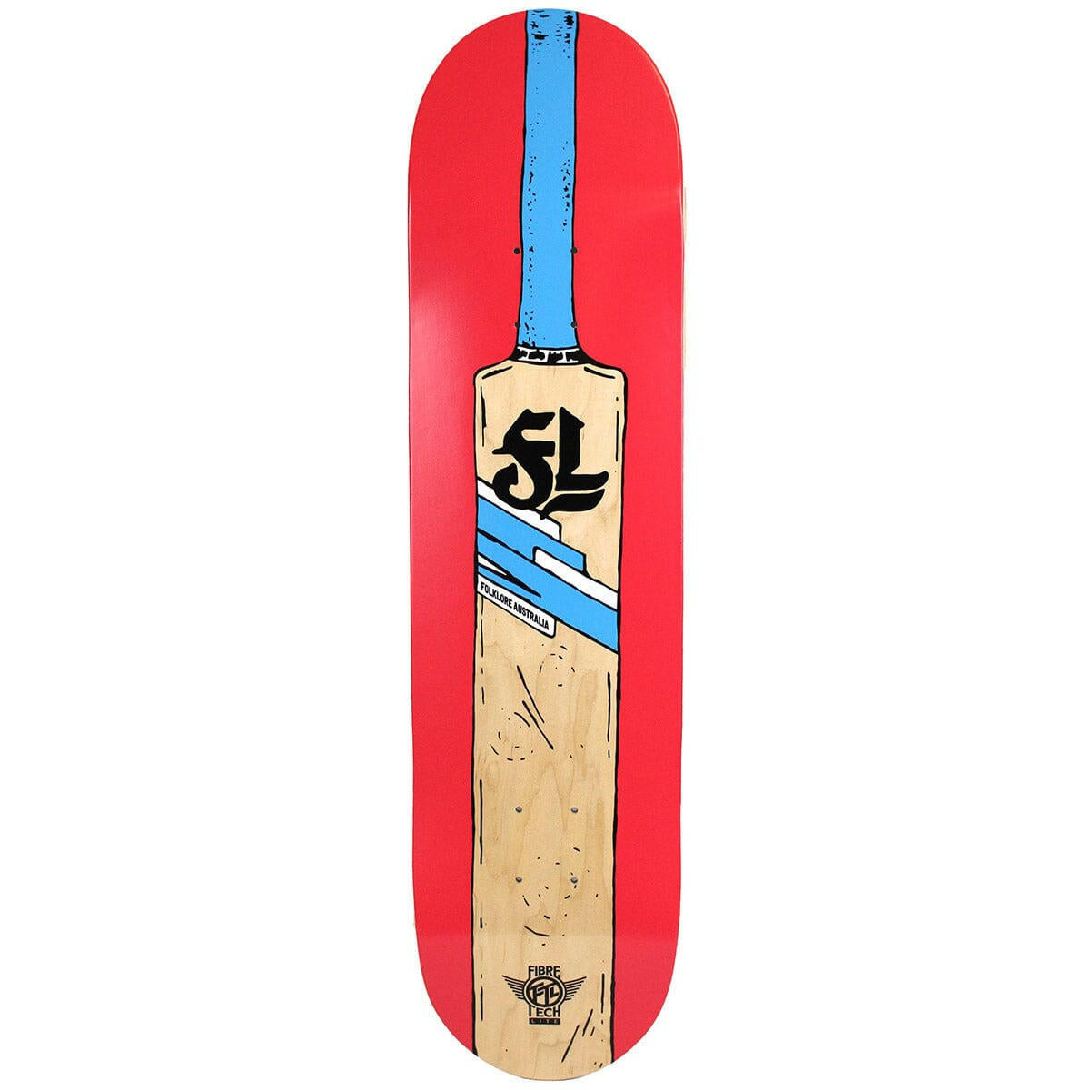Folklore - Cricket Bat Fibretech Lite Red 8.375 Skateboard Deck.