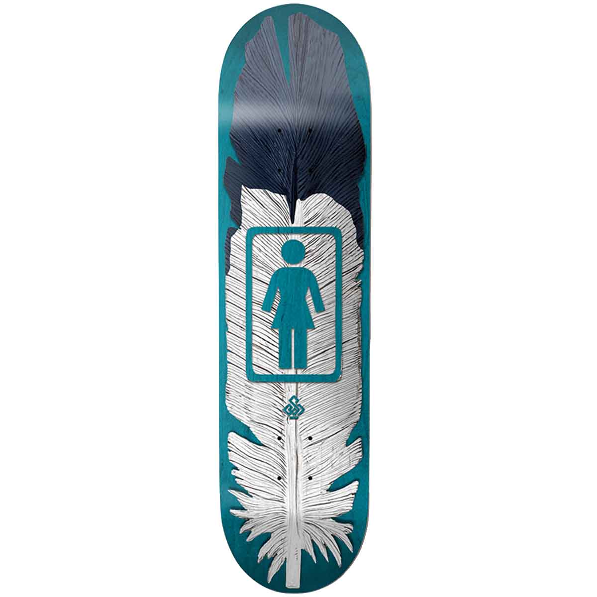 Girl Cory Kennedy Saiz Feathers Teal 8.5 Skateboard Deck