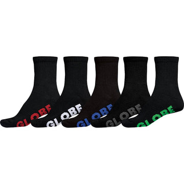 Globe Stealth Crew Youth Socks Black 5 Pack