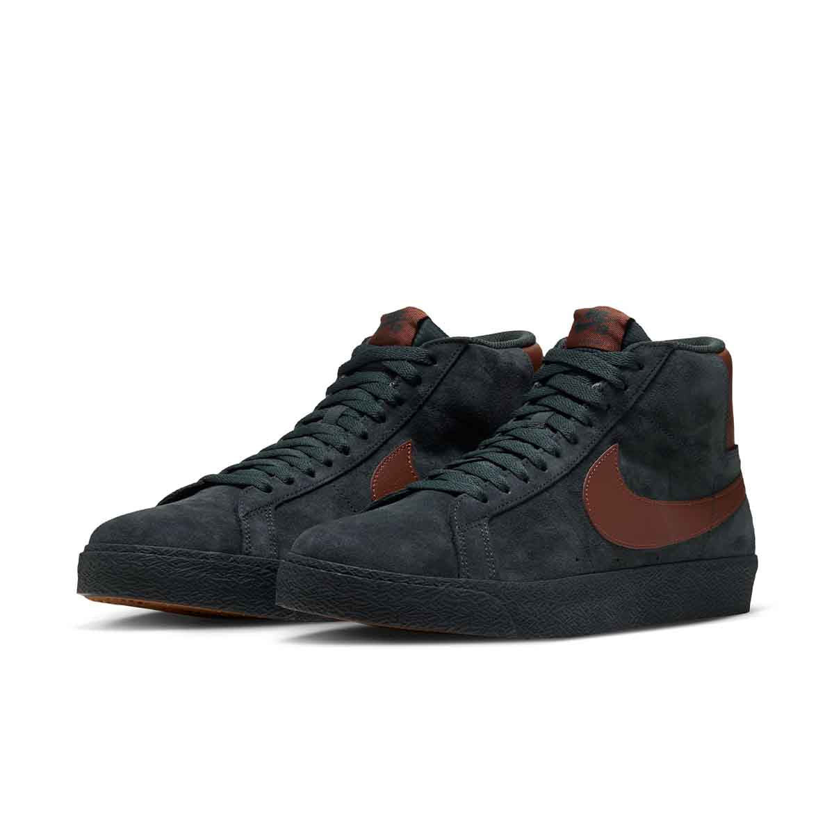 Nike SB - Blazer Mid Shoes Black Spruce/Corduroy Brown Front