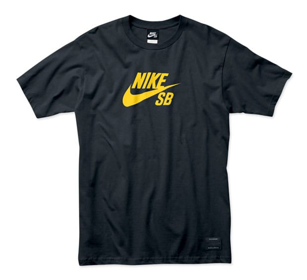 Nike SB Logo Tee Black Yellow flat lay