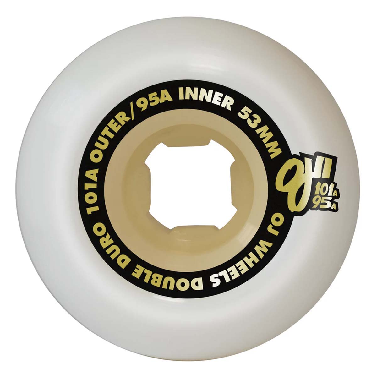 OJ - Double Duro White Gum Hardline 53MM 101A/95A Skateboard Wheels.