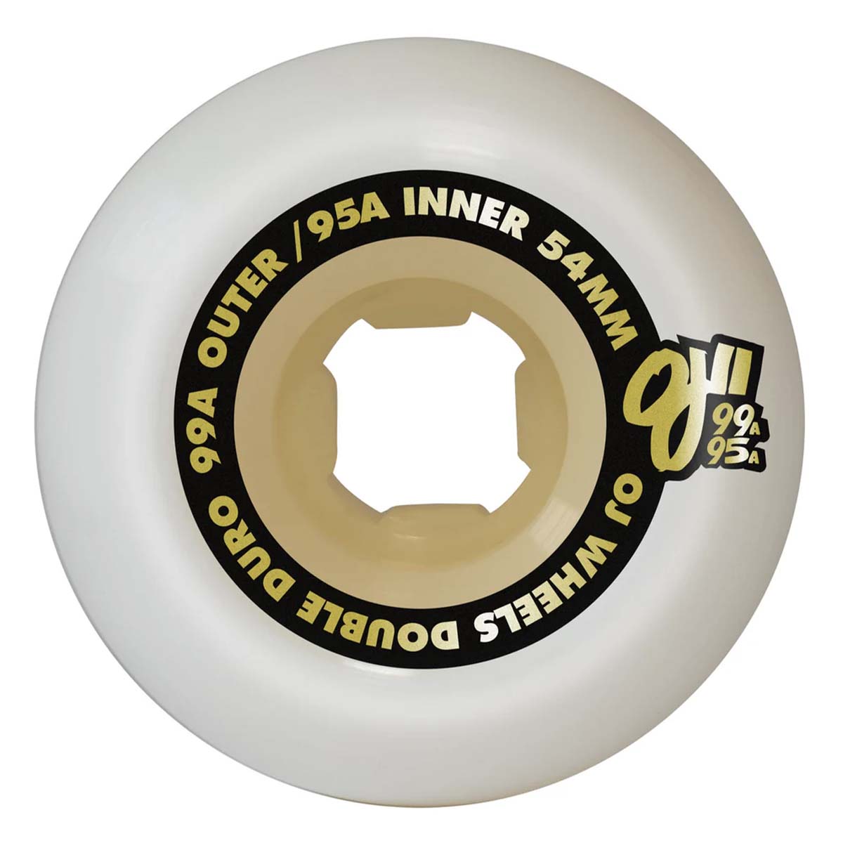 OJ - Double Duro White Gum Hardline 54MM 99A/95A Skateboard Wheels.