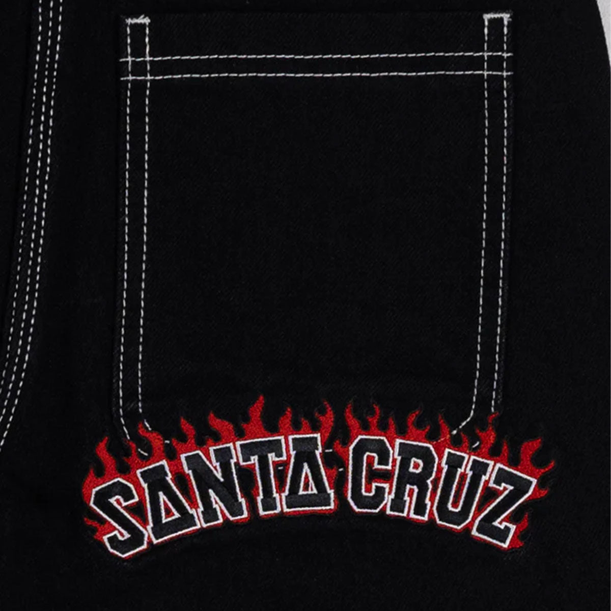 Santa Cruz - Flamed Collediate Arch Youth Shorts Black.