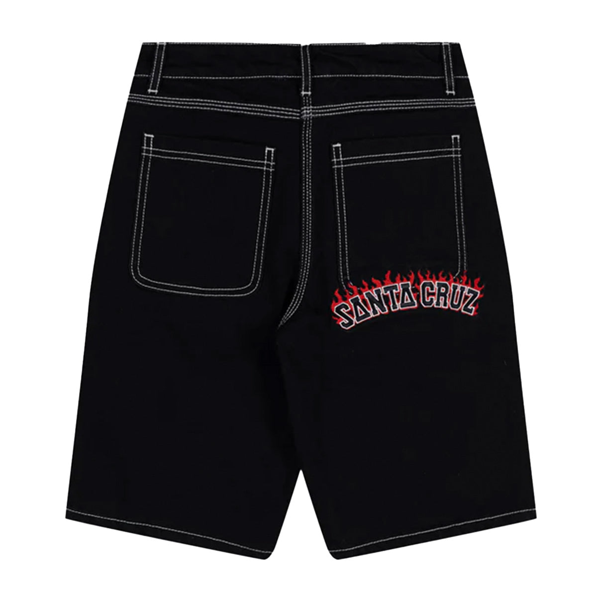 Santa Cruz - Flamed Collediate Arch Youth Shorts Black.
