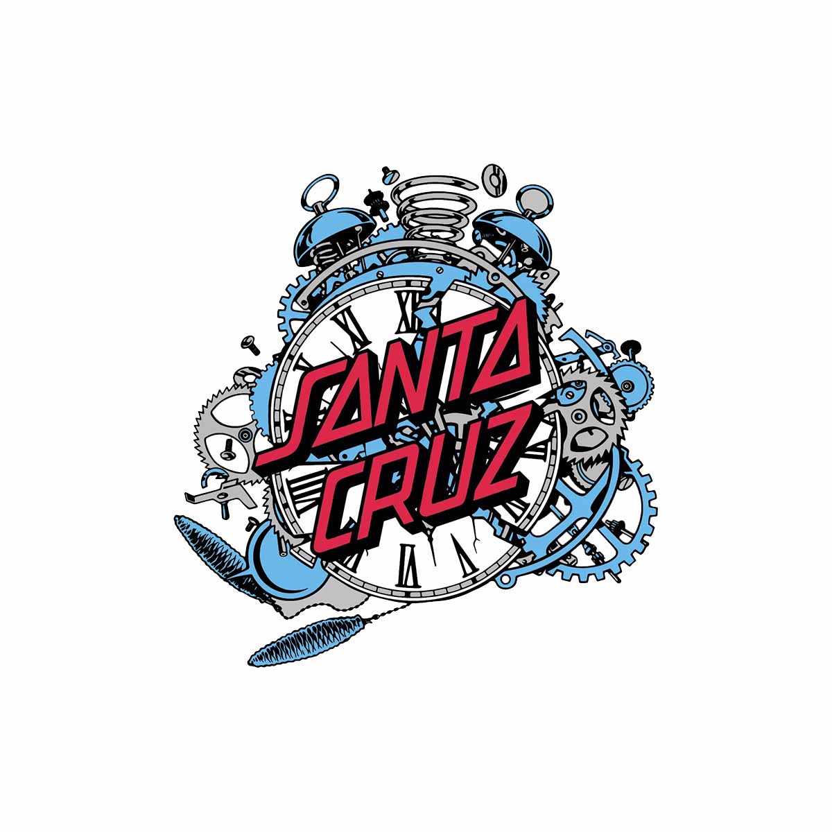 Santa Cruz Grabke Exploding Clock 3.6" Sticker
