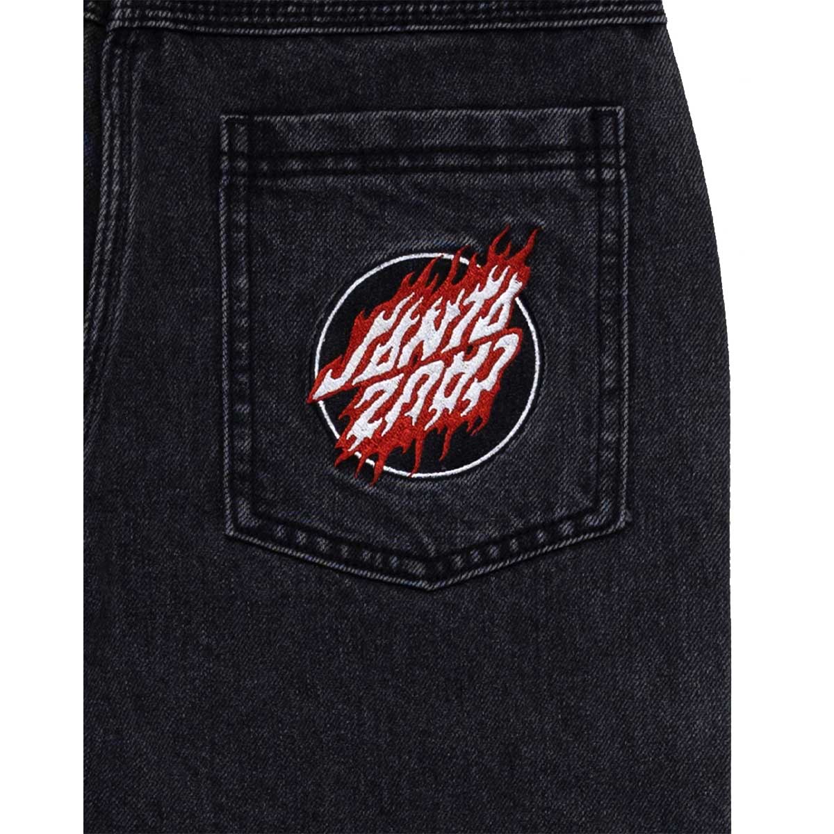 Santa Cruz - Twin Flamed Dot Youth Jeans Washed Black.