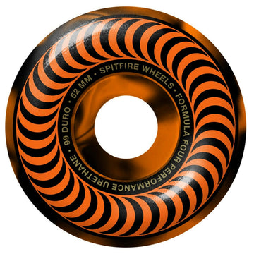 Spitfire - F4 Black/Orange Swirl Classic 52MM 99A Skateboard Wheels.