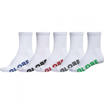 Globe - Stealth Crew Socks White 5 Pack.