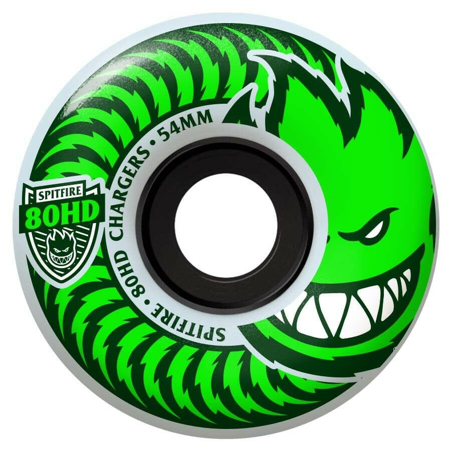 Spitfire - Chargers Classic Clear/Green 54MM 80HD Skateboard Wheels.